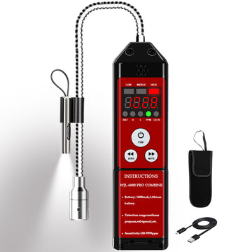 Gas Leak Detector, Aprvtio WJL-6000PRO Combustible Natural Gas Leak Detector with Audible & Visual Alarm, 1800mAh Rechargeable Battery, PPM LEL% Diaplay for Natural Gas Propane Methane